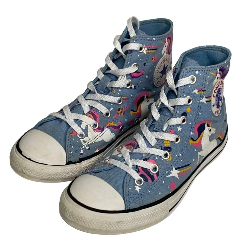 All Star Unicorn Converse Powder Blue High Top Girls Sneakers Size 3